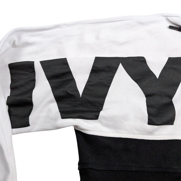 Ivy Park Cropped Hoodie Women's Medium Black White Baggy Streetwear Casual - Picture 2 of 14